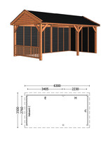 Trendhout | Buitenverblijf Zadeldak Betula L 6300 mm | Combinatie 2